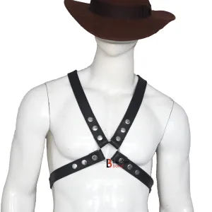 Double Folded Real Cowhide Leather Harness for Men Chest Harness Shoulder Harness Men Fetish Wear