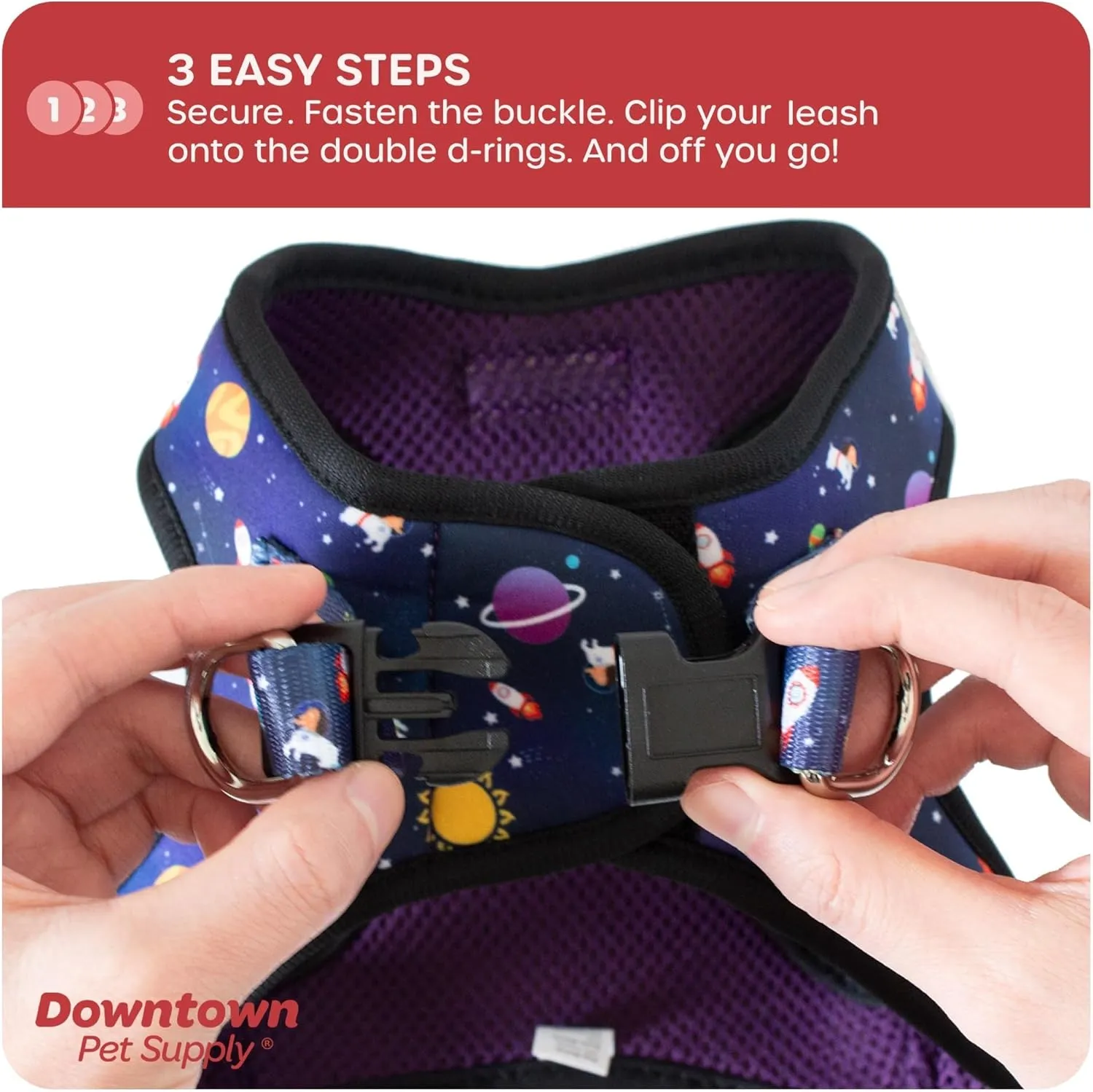 Downtown Pet Supply Step in Dog Harness for Small Dogs No Pull, Large, Space - Adjustable Harness with Padded Mesh Fabric and Reflective Trim - Buckle Strap Harness for Dogs