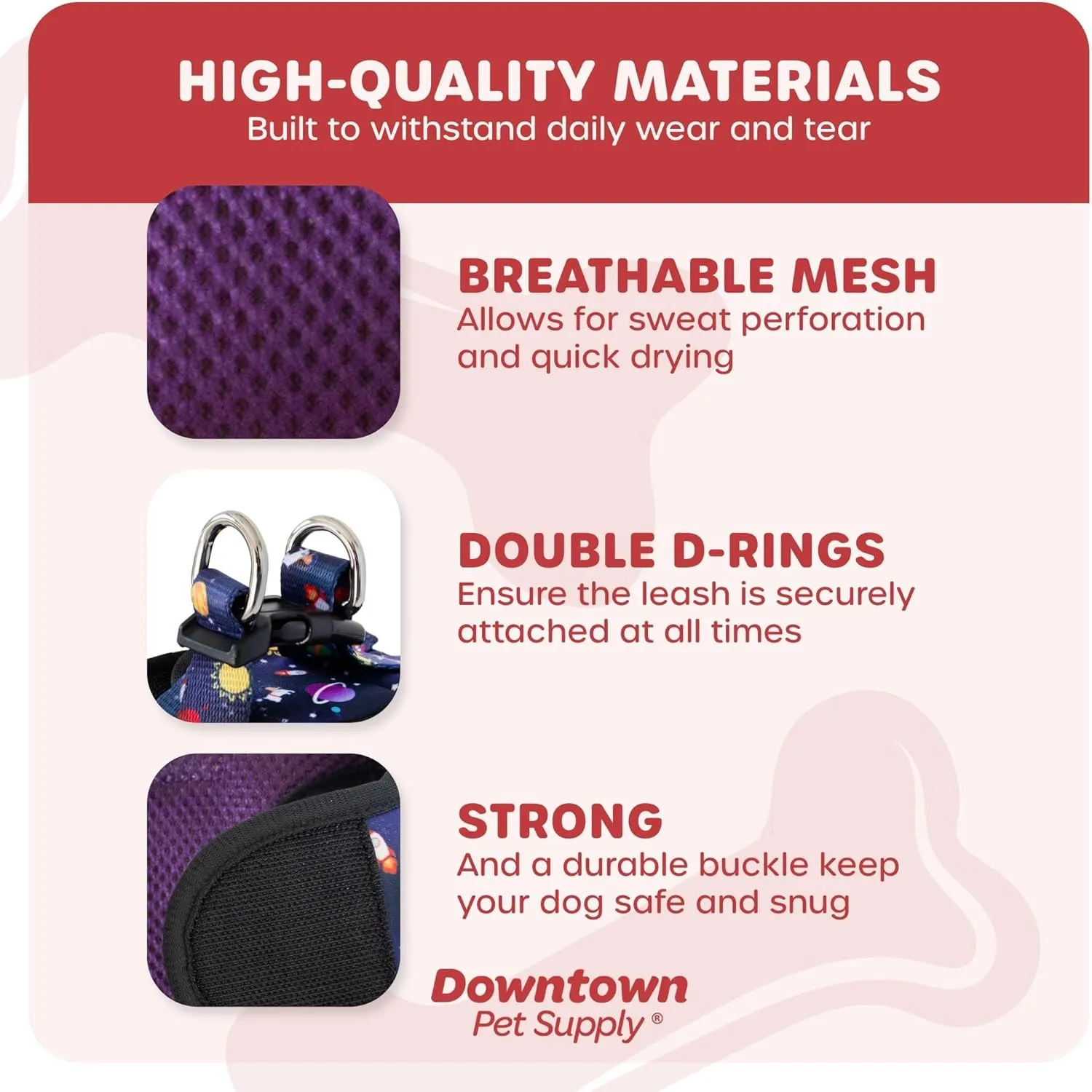 Downtown Pet Supply Step in Dog Harness for Small Dogs No Pull, Large, Space - Adjustable Harness with Padded Mesh Fabric and Reflective Trim - Buckle Strap Harness for Dogs