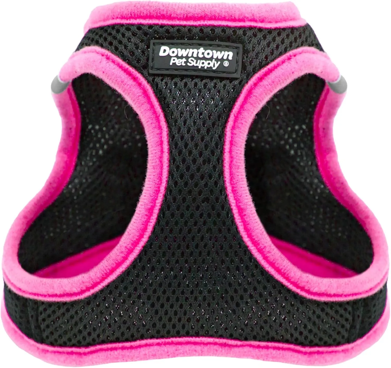 Downtown Pet Supply Step in Dog Harness for Small Dogs No Pull, X-Small, Black w/Pink Trim - Adjustable Harness with Padded Mesh Fabric and Reflective Trim - Buckle Strap Harness for Dogs