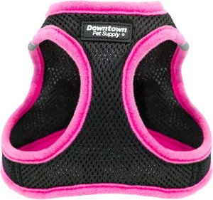 Downtown Pet Supply Step in Dog Harness for Small Dogs No Pull, X-Small, Black w/Pink Trim - Adjustable Harness with Padded Mesh Fabric and Reflective Trim - Buckle Strap Harness for Dogs