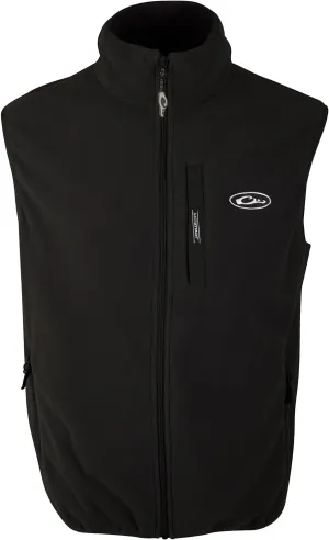 Drake Waterfowl Camp Fleece Durable Moisture-Wicking Lightweight Breathable Full-Zip Casual Outdoor Hiking Vest with Pockets, Black, X-Large