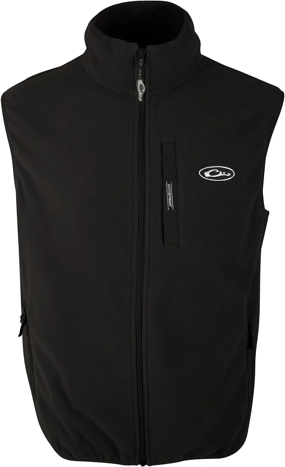 Drake Waterfowl Camp Fleece Durable Moisture-Wicking Lightweight Breathable Full-Zip Casual Outdoor Hiking Vest with Pockets, Black, X-Large