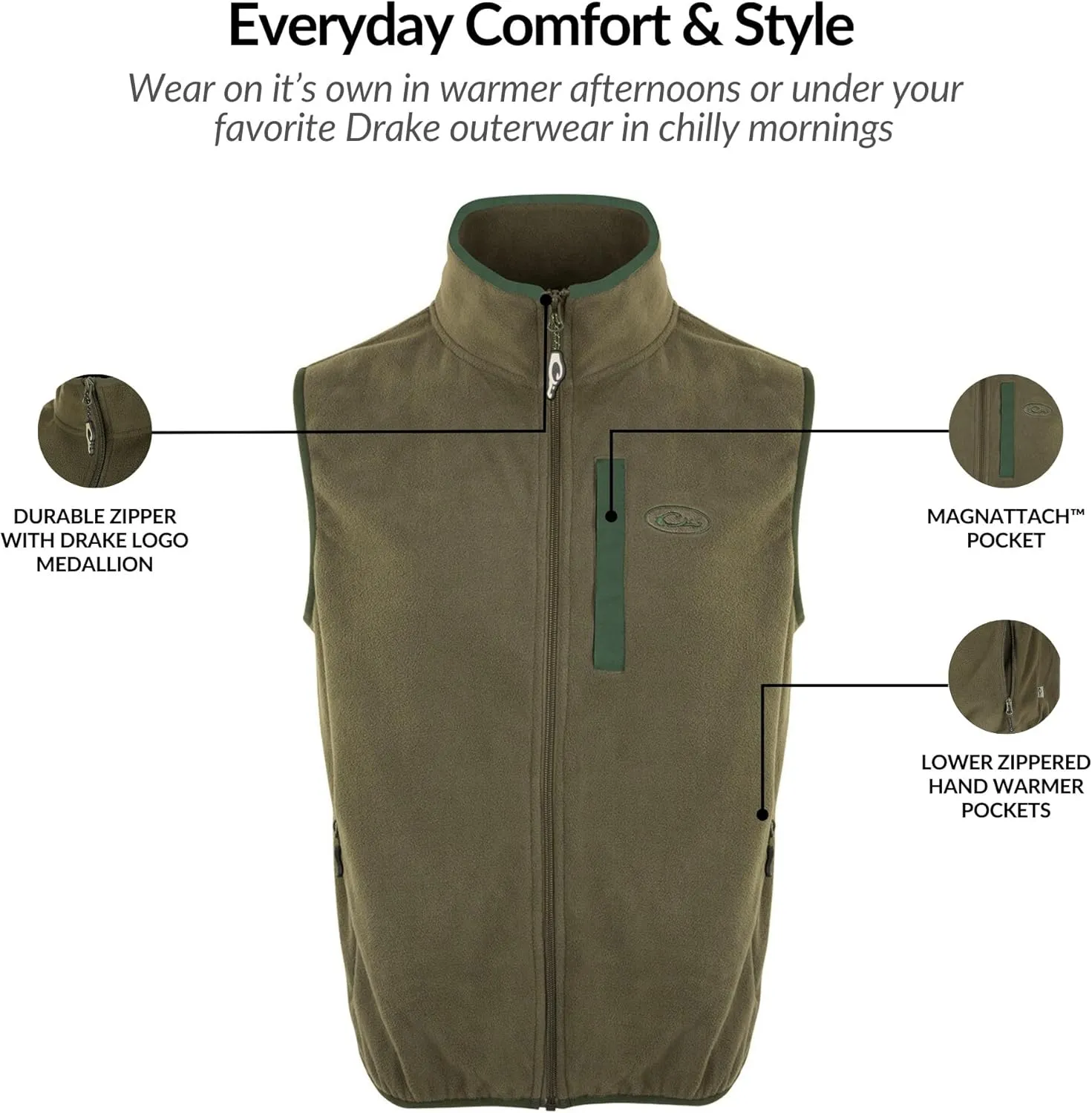 Drake Waterfowl Camp Fleece Vest