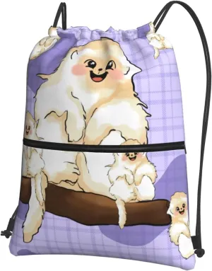 Drawstring Backpack with Zip Pockets, Cute golden monkey Print Lightweight string Bag Travel Gym Sack, Hiking, Yoga