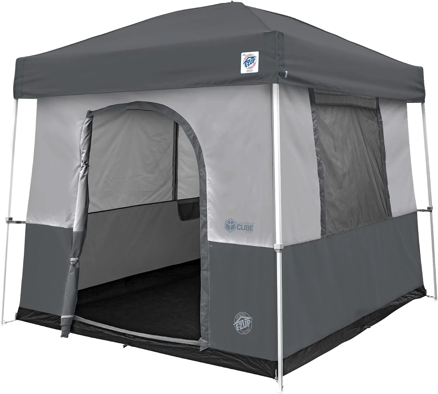 E-Z UP Camping Cube Sport, Converts 10' Angled Leg Canopy into Camping Tent, Grey (Canopy/SHELTER/Poles NOT Included)