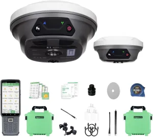 E1 Lite GNSS RTK Surveying Equipment, RTK GNSS GPS with IMU Rover & Base, Handheld Collector with Software, 1cm Accuracy, 5km UHF Range, 60° Tilt Survey, 1408 Channels(Exclude Poles,Tripods,Tribrach)