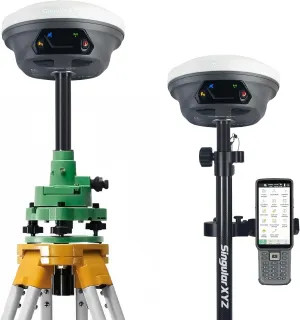 E1 RTK GNSS Survey Equipment 20 Hours Endurance RTK GNSS GPS with IMU Rover & Base Handheld Collector with Survey Software RTK Surveying Equipment,1408 Channels, 5km UHF Range,60° Tilt Survey