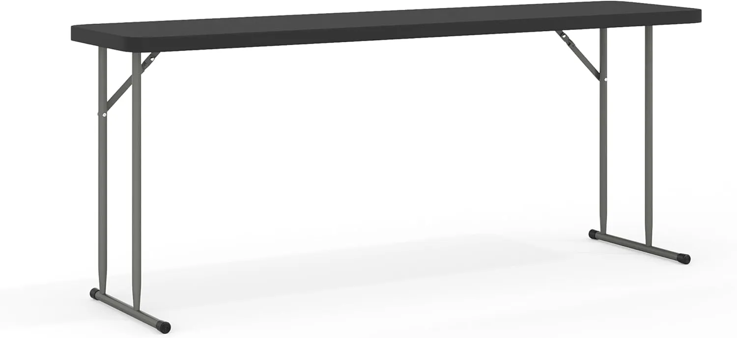 EMMA   OLIVER 6-Foot Rectangular Black Plastic Folding Table with Locking Legs for Training or Seminars