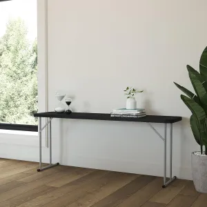 EMMA   OLIVER 6-Foot Rectangular Black Plastic Folding Table with Locking Legs for Training or Seminars