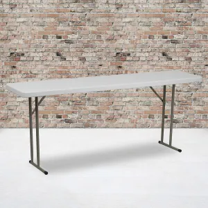 EMMA   OLIVER 6-Foot Rectangular White Plastic Folding Table with Locking Legs for Training or Seminars