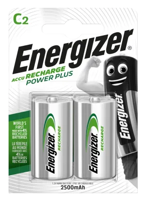 Energizer C size 2500mAh Recharge Power Plus, Pack of 2