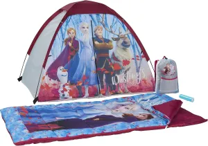 Exxel Outdoors Disney Frozen 2 Kids Camp Set - Tent, Backpack, Sleeping Bag and Flashlight - 4 Piece Indoor/Outdoor Frozen 2 Kids Set,Multi