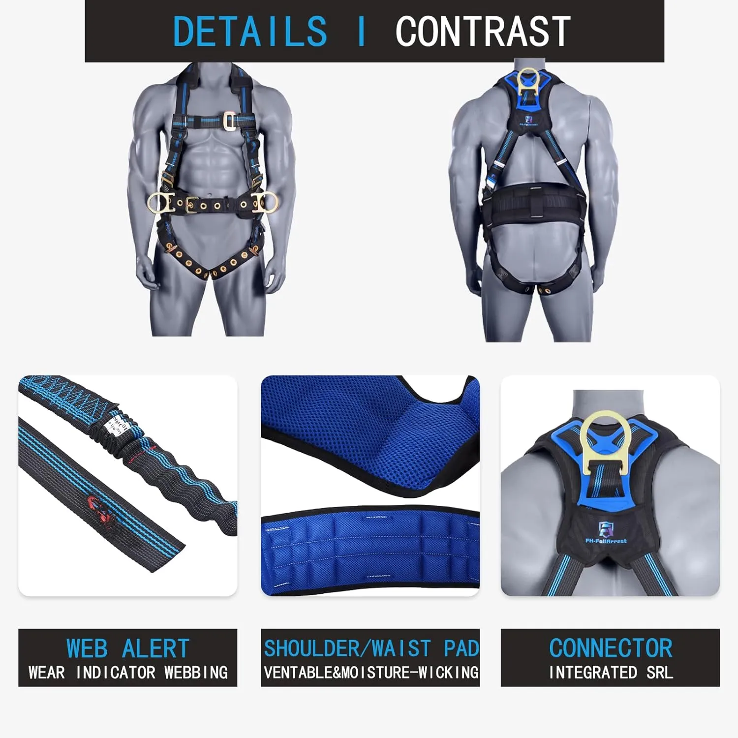 Fall Protection 5pt Full-Body Safety Harness