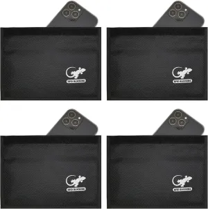 Faraday Bag Anti-Tracking GPS RFID Car Key Signal Blocker Wallet Shielding Pouch Protective Case for Cell Phone Car Key FOB, Data Privacy, Electronic Device Security (4 PACK - BLACK)