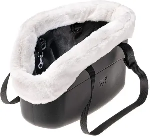 Ferplast Carrier Bag for Dogs with-ME Winter, Made of EVA, Soft Rubber Plastic, with Faux-Fur Lining, Adjustable Handles, Safety Belt Included, 21.5 x 43.5 x h 27 cm Black
