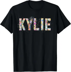 First Name KYLIE Flowery Girl Custom Flowers Birthday T-Shirt
