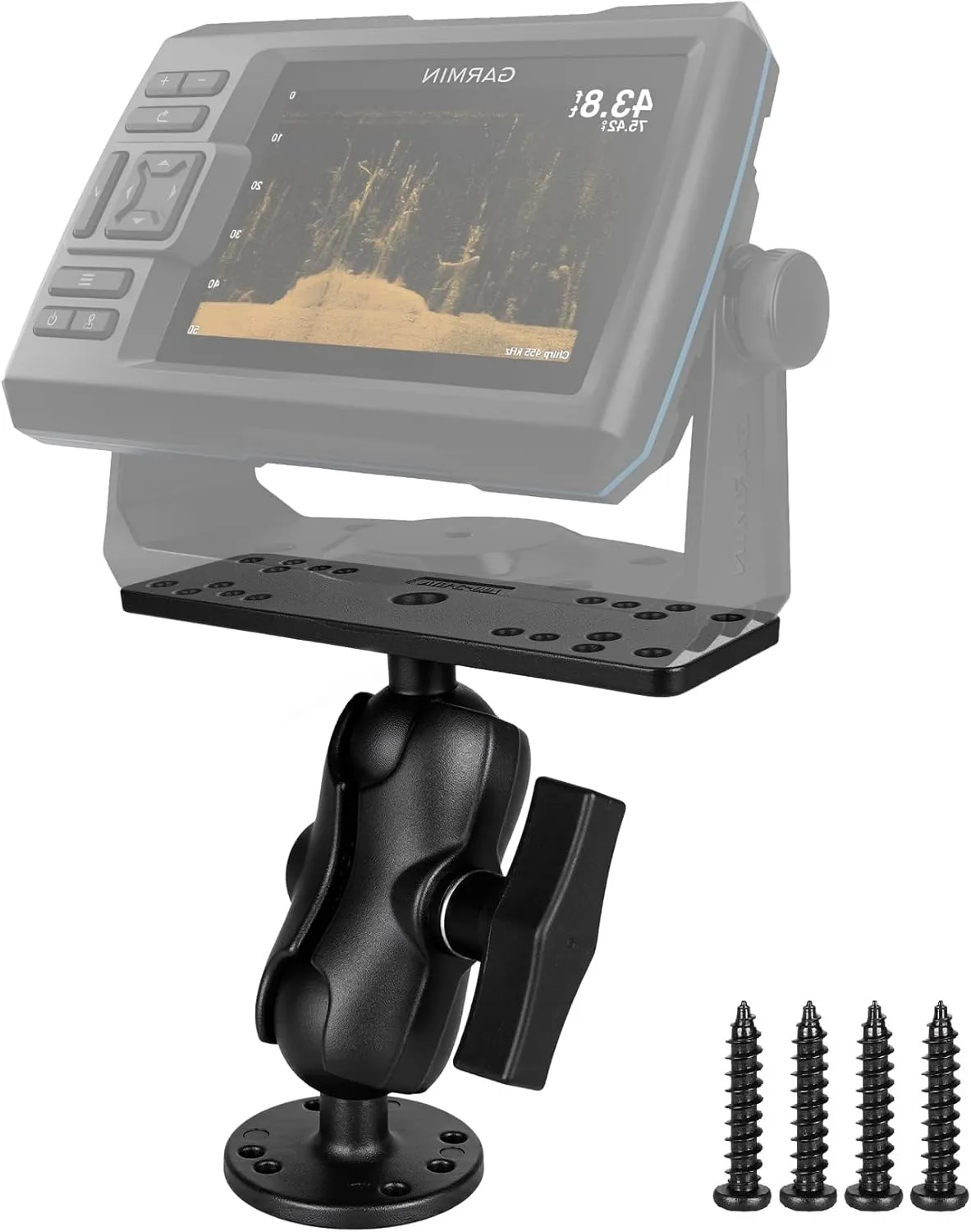 Fish Finder Mount with C Size 1.5" / 38mm Ball, 3.42" Aluminum Arm Marine Electronics/Depth Finder Mount, High Salt Water Resistant,Compatible with Garmin, Lowrance, and More