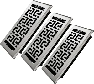 Floor Register 4x10 Inches - 3 Pack Heavy Duty Walkable Steel Floor Vents Easy Adjust Air Supply Lever Decorative Floor Vent Covers for Home Floor/Room/Sidewalk