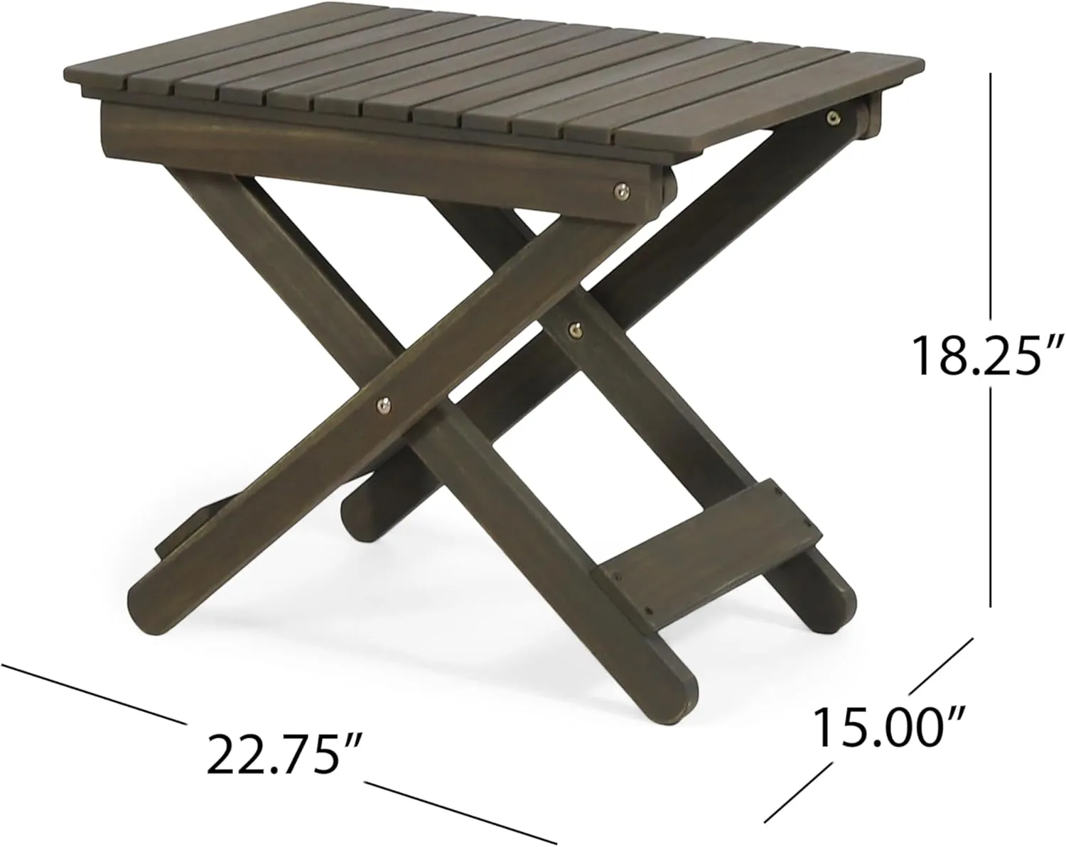 Foldable Outdoor Side Table, Portable Accent Table, Folding Square Table for Balcony, Plants,Pool,Patio,Garden,Deck,Indoor,Outdoor (Gray)