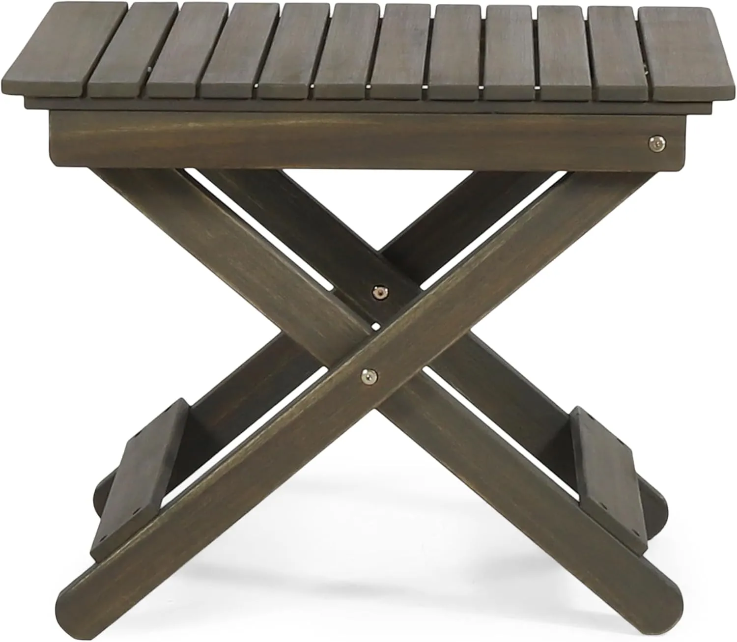 Foldable Outdoor Side Table, Portable Accent Table, Folding Square Table for Balcony, Plants,Pool,Patio,Garden,Deck,Indoor,Outdoor (Gray)