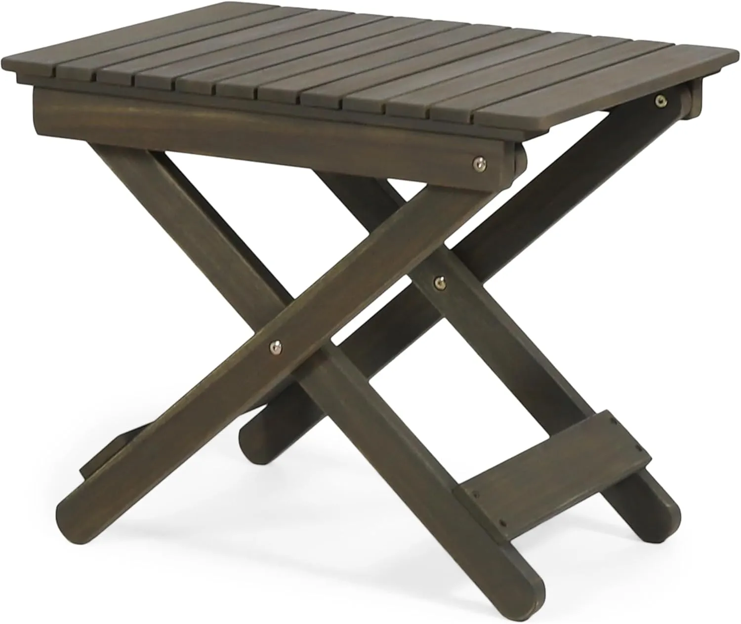 Foldable Outdoor Side Table, Portable Accent Table, Folding Square Table for Balcony, Plants,Pool,Patio,Garden,Deck,Indoor,Outdoor (Gray)