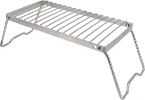 Folding Campfire Grill, Folding Camping Grate Stainless Steel Adjustable Height Thicker Camp Fire Cooking Racks Draining Backpacking Grill for Outdoor