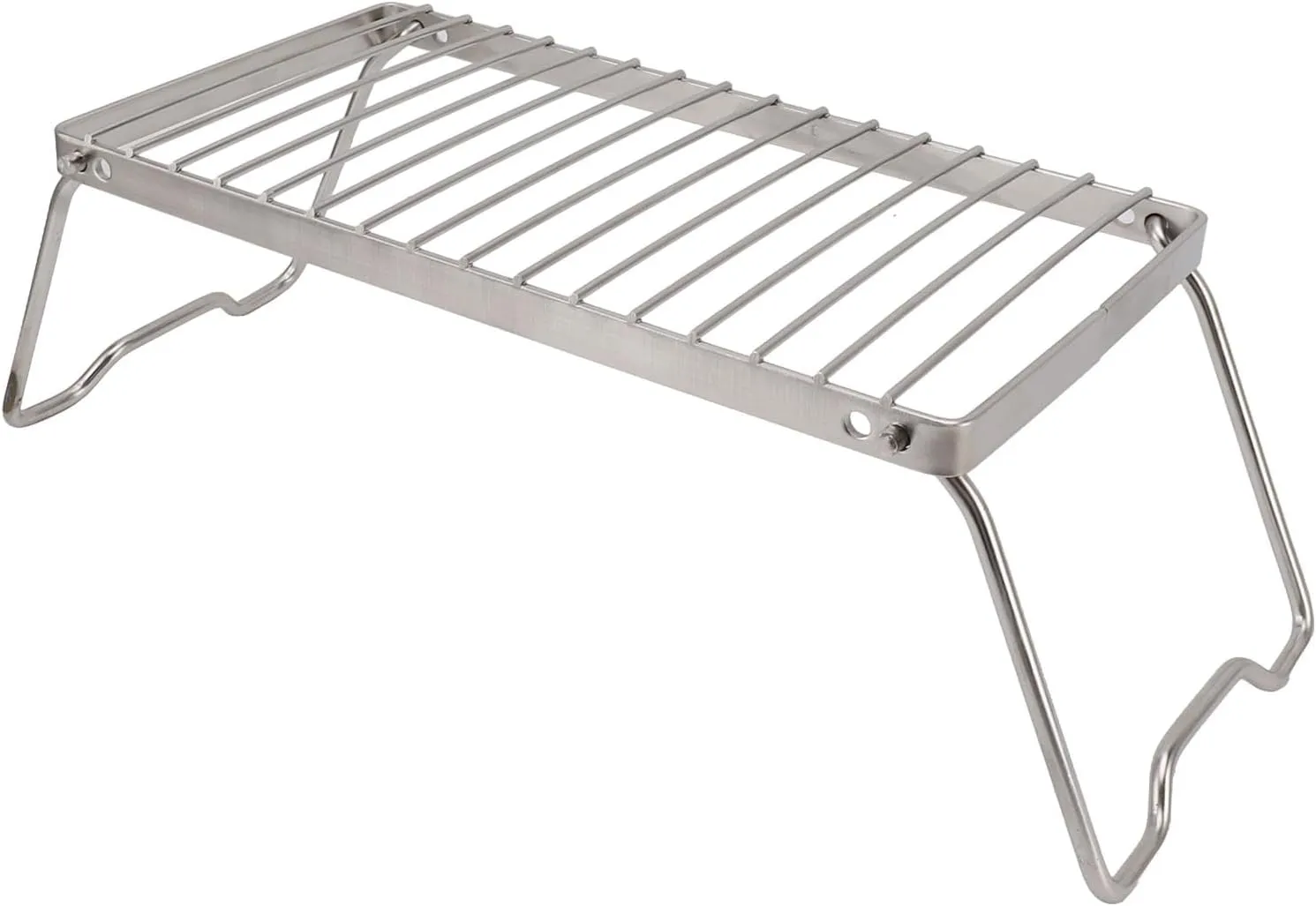 Folding Campfire Grill, Folding Camping Grate Stainless Steel Adjustable Height Thicker Camp Fire Cooking Racks Draining Backpacking Grill for Outdoor