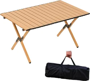 Folding Camping Table, Roll Up Table,Portable Picnic Table with Easy Carrying Bag for Outdoor, Beach, Picnic, Backyards, BBQ and Party, 35" L x 24" W x 16.5" H