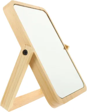 Folding Makeup Mirror with Stand Durable Wooden Desktop Vanity Mirror for Bedroom High Definition Surface Angle for Convenient Makeup Application