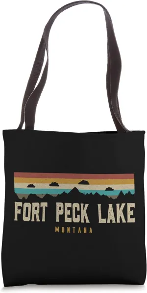 Fort Peck Lake Vintage Mountains Hiking Camp Montana Retro Tote Bag