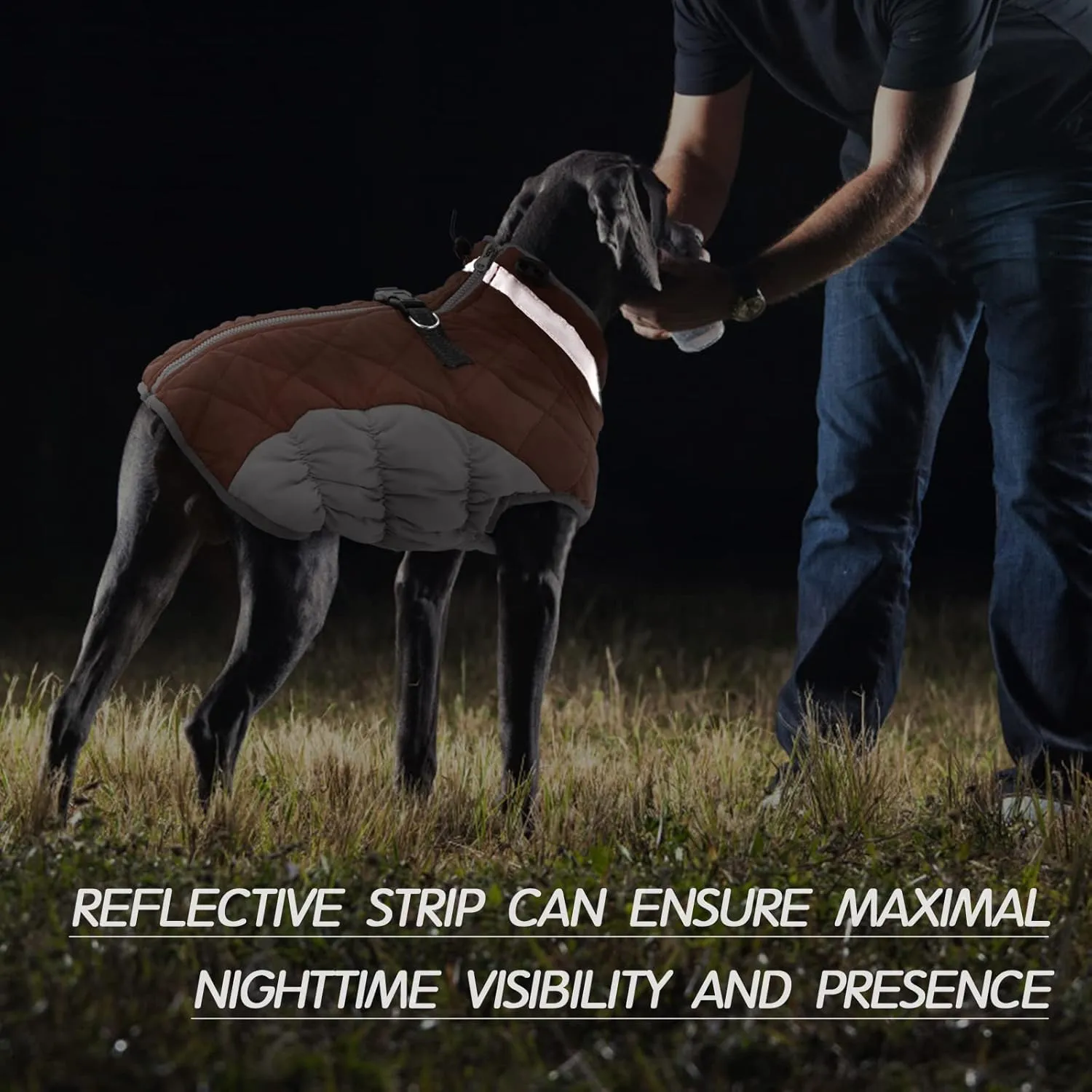 FUAMEY Dog Coat - Warm Winter Jacket with Padded Fleece, Reflective, Waterproof & Windproof, Built-in Harness, Brown X-Small