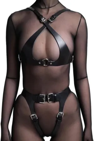 Full Body Bondage Leather Harness Sexy Lingerie Fetish Chest Body Leg Straps BDSM Harness Restraints Gothic Punk Sex Harnesses Restraints Sex Toy for Women