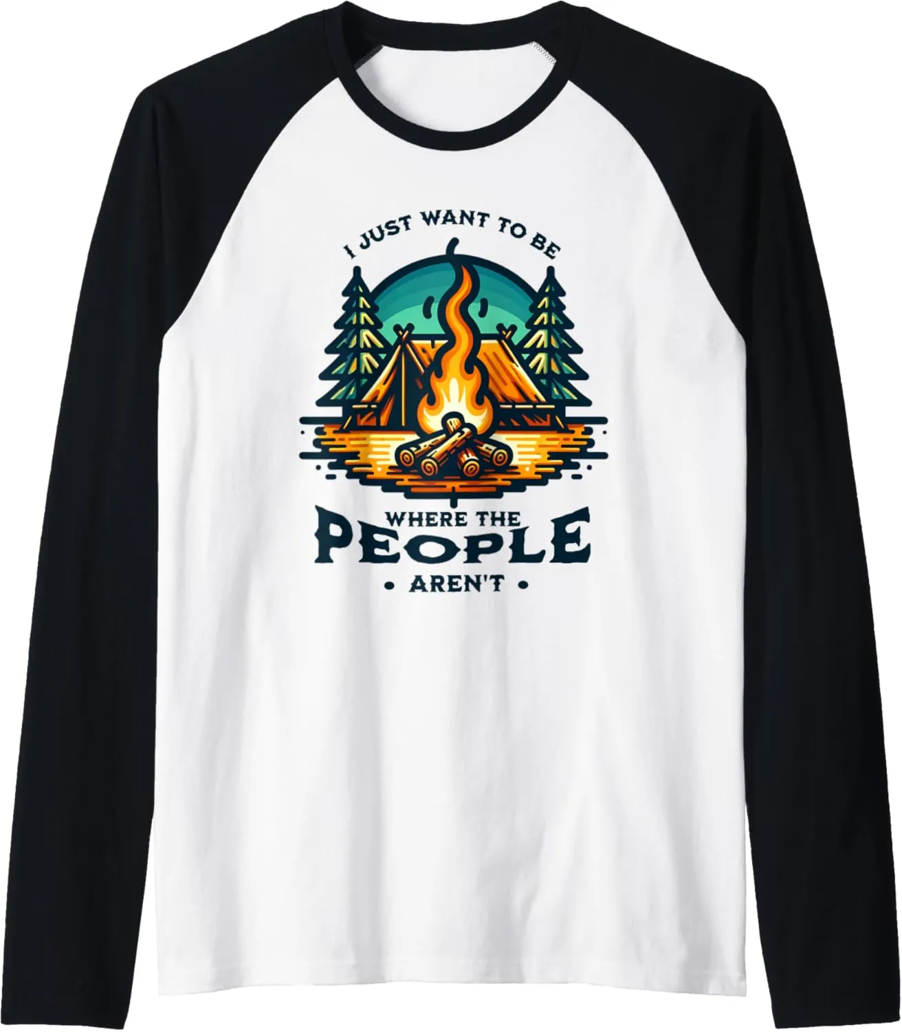 Funny Camping Wilderness Survival Gear Hiking Trip Raglan Baseball Tee