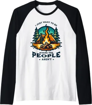 Funny Camping Wilderness Survival Gear Hiking Trip Raglan Baseball Tee