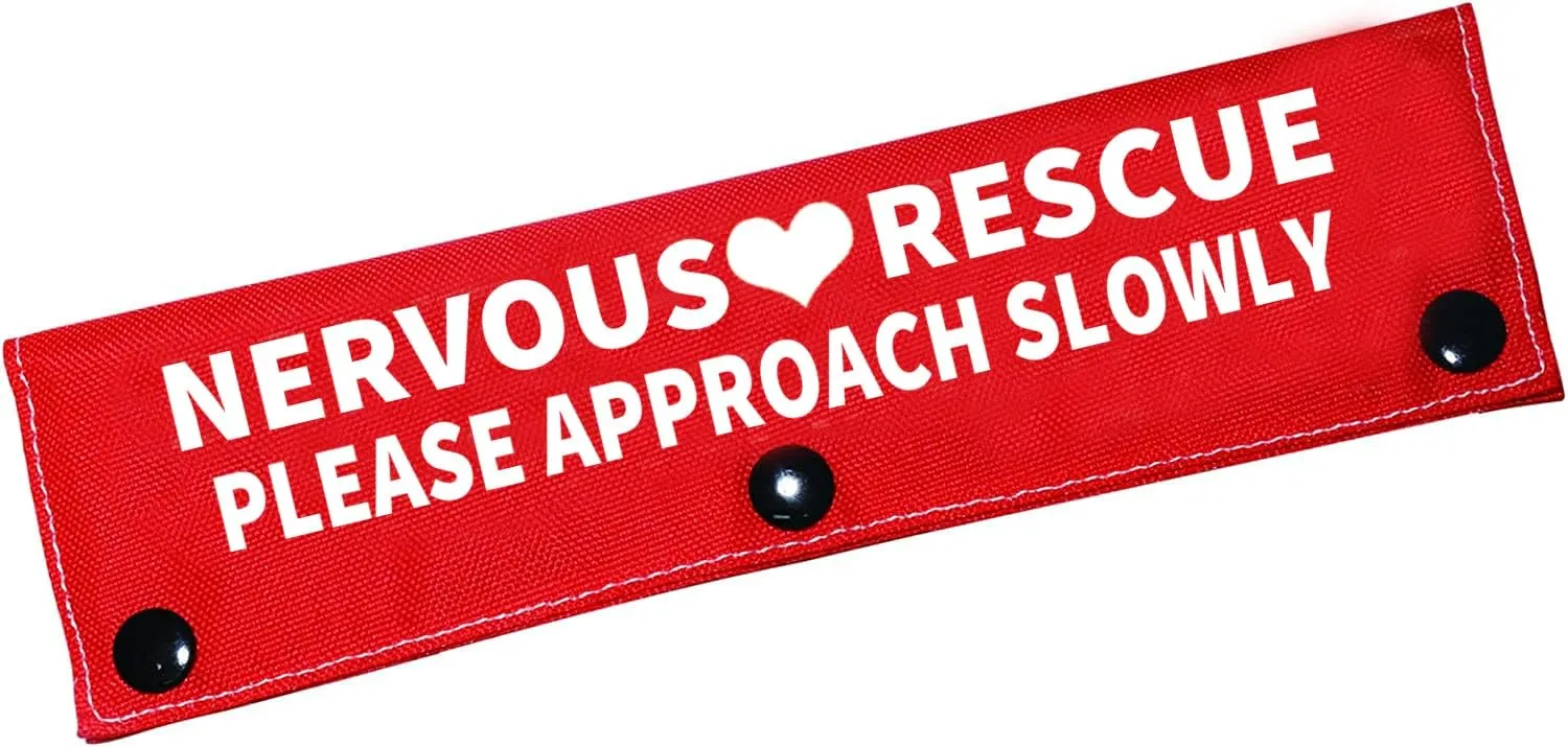 Funny Dog Leash Sleeve Nervous Rescue Please Approach Slowly Dog Leash Wrap Wrap Alert Hanging Id Patch Tag(Approach Slowly-Sleeve)