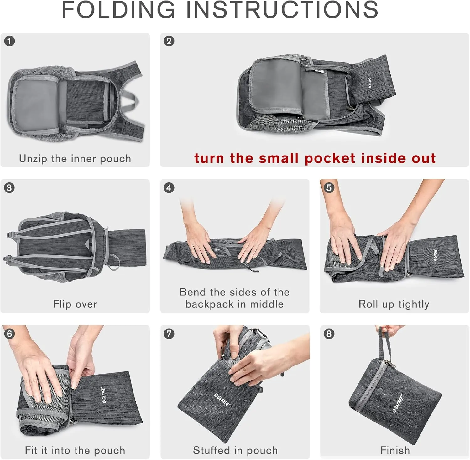 G4Free 10L/15L Hiking Backpack Lightweight Packable Hiking Daypack Small Travel Outdoor Foldable Shoulder Bag