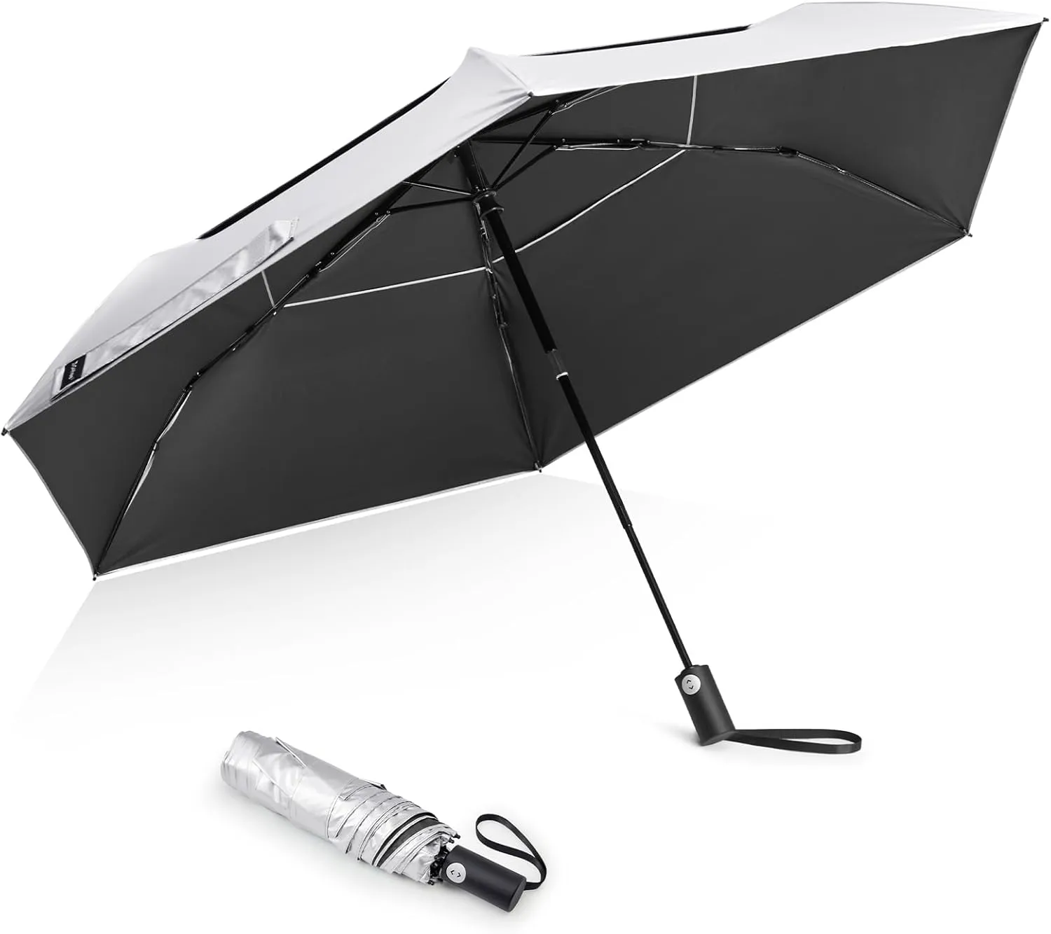 G4Free Travel Umbrella Ultralight UPF 50  UV Protection Compact Sun Umbrella, Double Canopy Super Slim Small Portable Automatic Anti-bounce Close