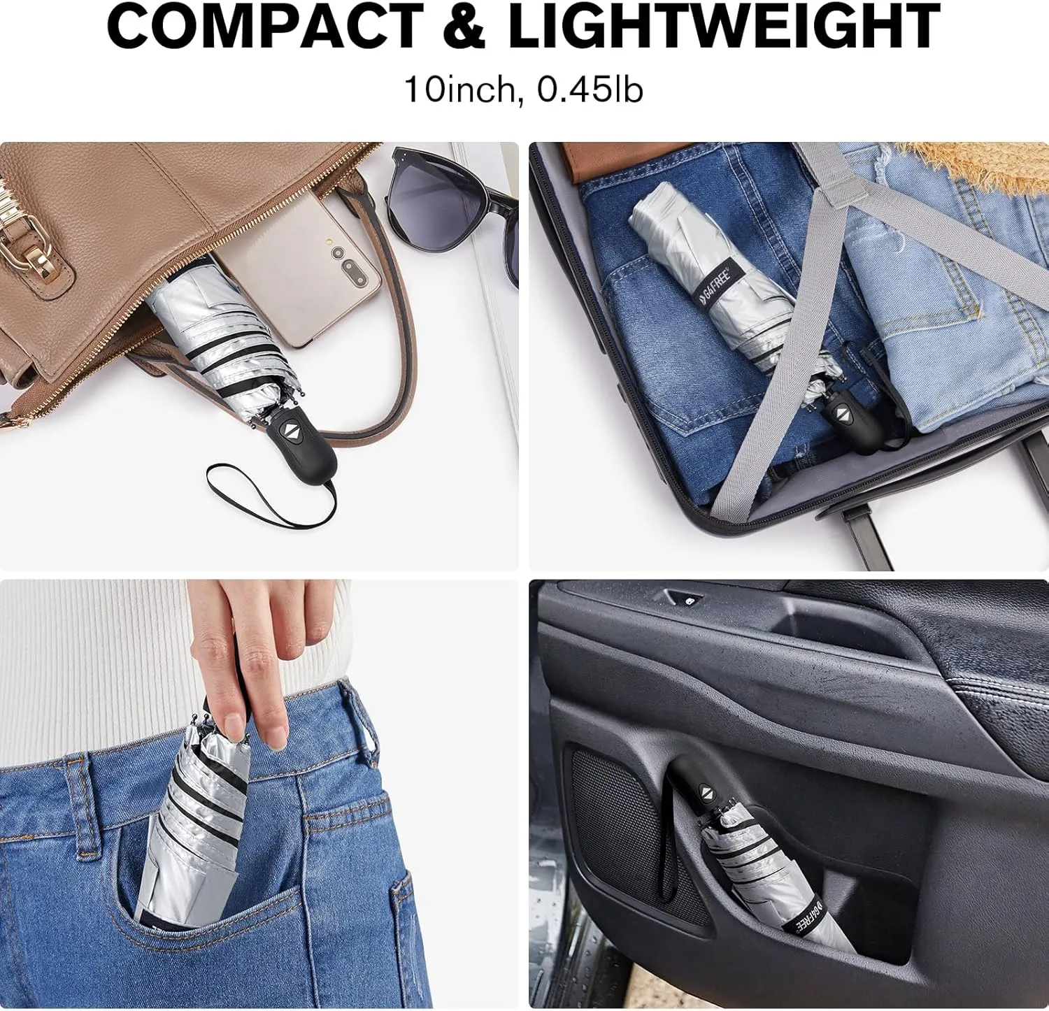 G4Free Travel Umbrella Ultralight UPF 50  UV Protection Compact Umbrella Super Slim Small Mini Automatic Open and Close