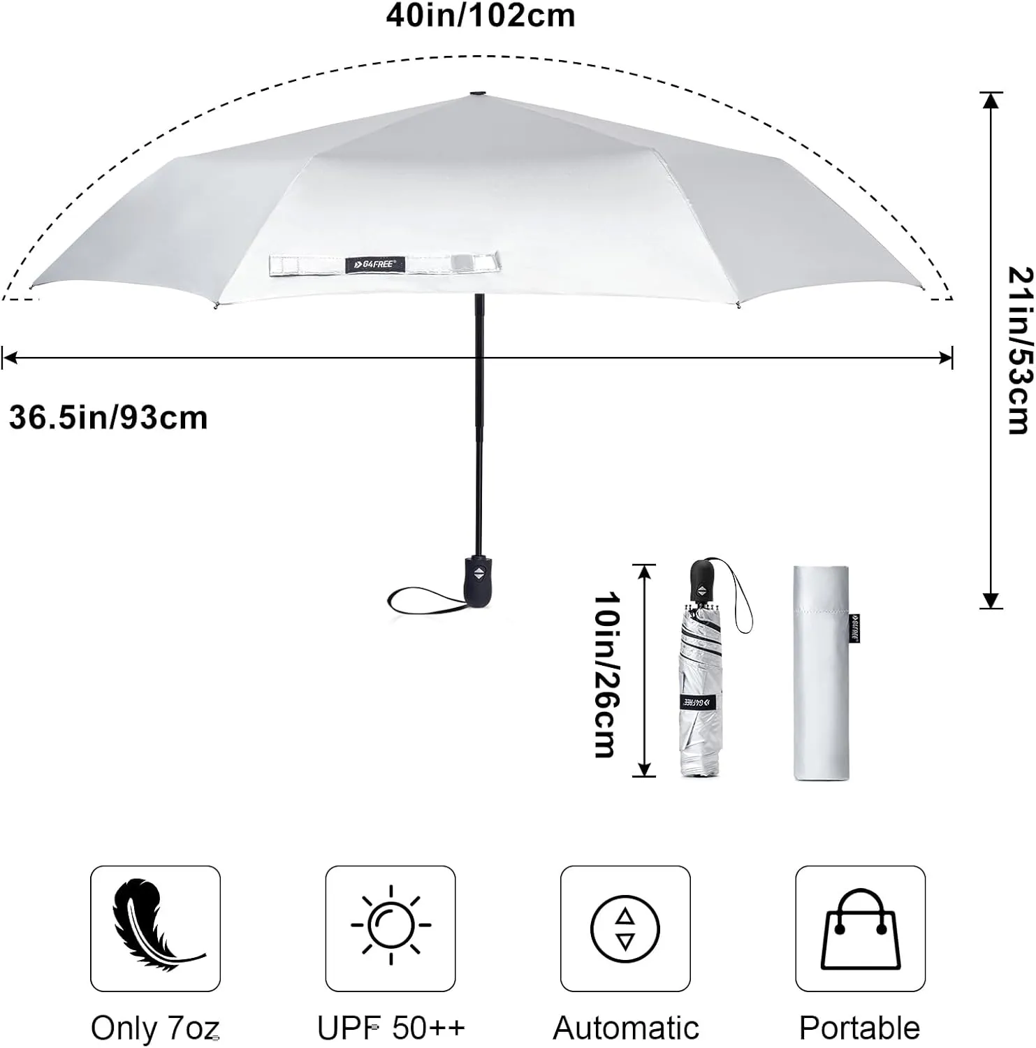 G4Free Travel Umbrella Ultralight UPF 50  UV Protection Compact Umbrella Super Slim Small Mini Automatic Open and Close