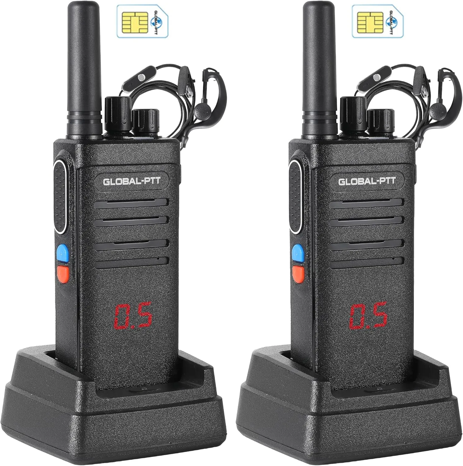 G5 Global PTT 4G LTE Two-Way PoC Radio Unlimited Range Communication - Digital Display 16 Channel with End-to-End Encryption Technology (Black)