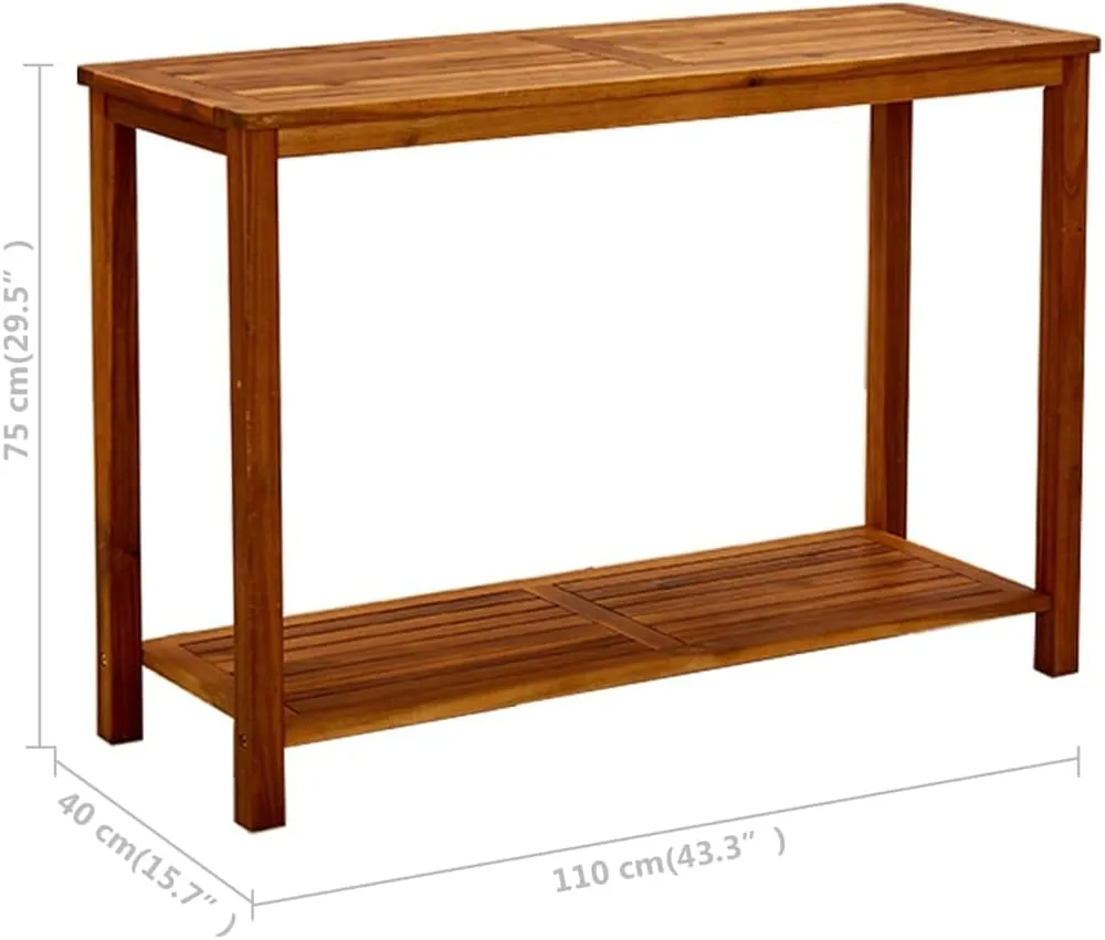 Garden Console Table Solid Acacia Wood, Outdoor Side Tables for Hallway, Kitchen, Living Room - Durable Furniture, Farmhouse, Camping, Dining
