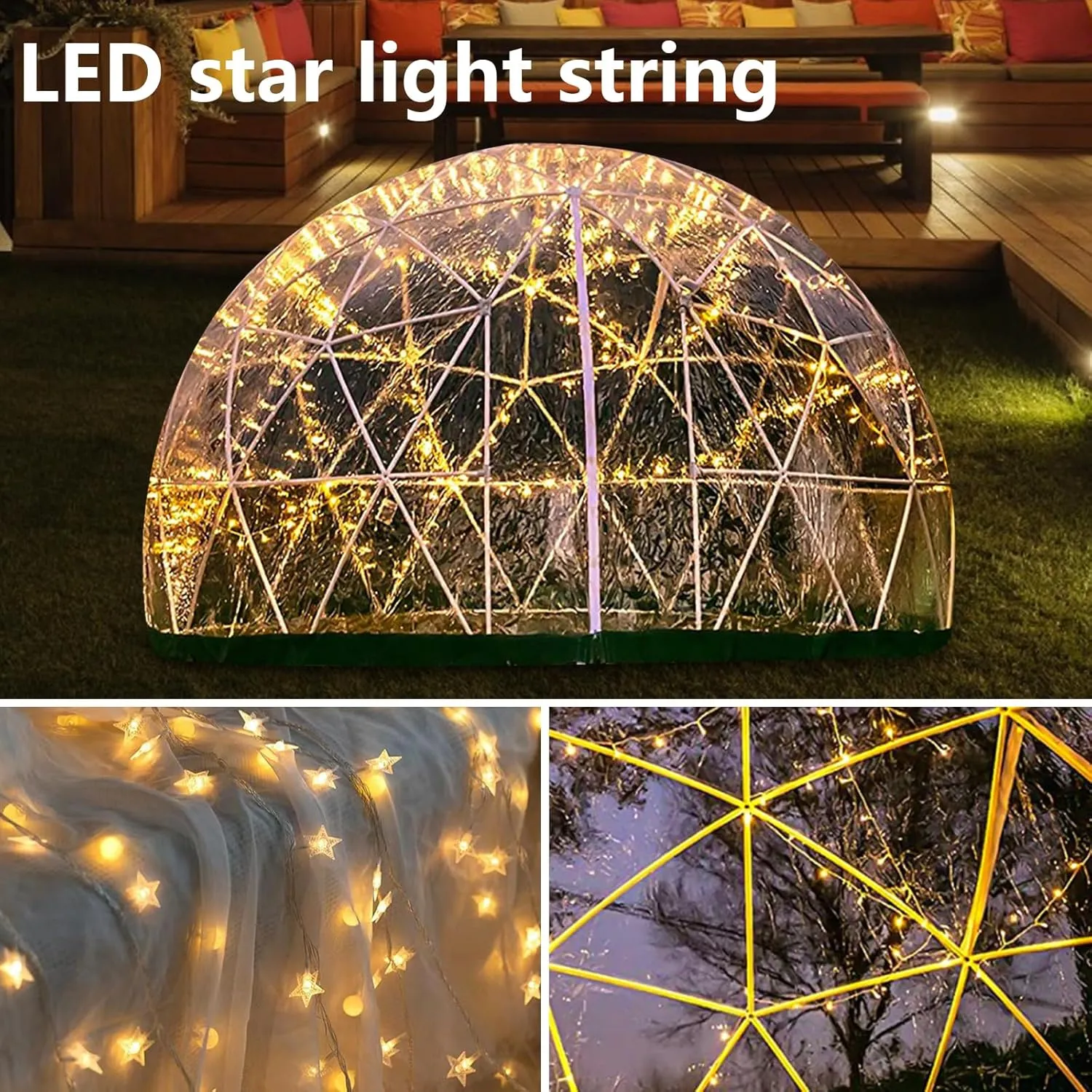 Garden Dome Igloo, 15 * 9.5 ft PVC Dome Tents, Weatherproof Greenhouse Garden Bubble Tent, Transparent Outdoor Igloo Dome House for Winter, Party, Backyard