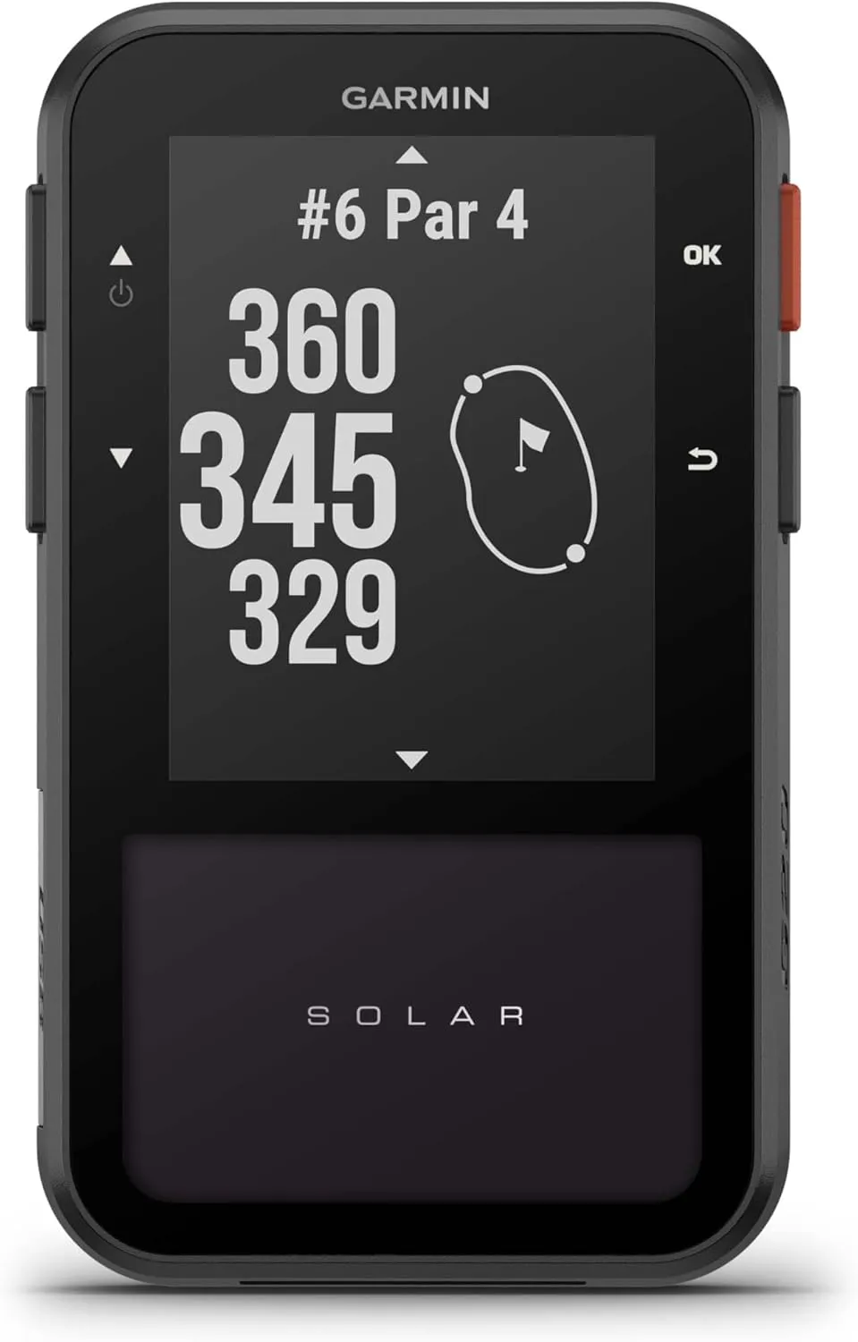 Garmin Approach® G20 Solar, GPS Golf Handheld with Solar Charging, Sunlight-Readable High Resolution Display, Built-in Magnet to Mount On Your Cart, Big Numbers for Easy Reading