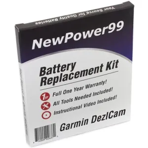 Garmin DezlCam Battery Replacement Kit with Tools, Video Instructions, Extended Life Battery and Full One Year Warranty