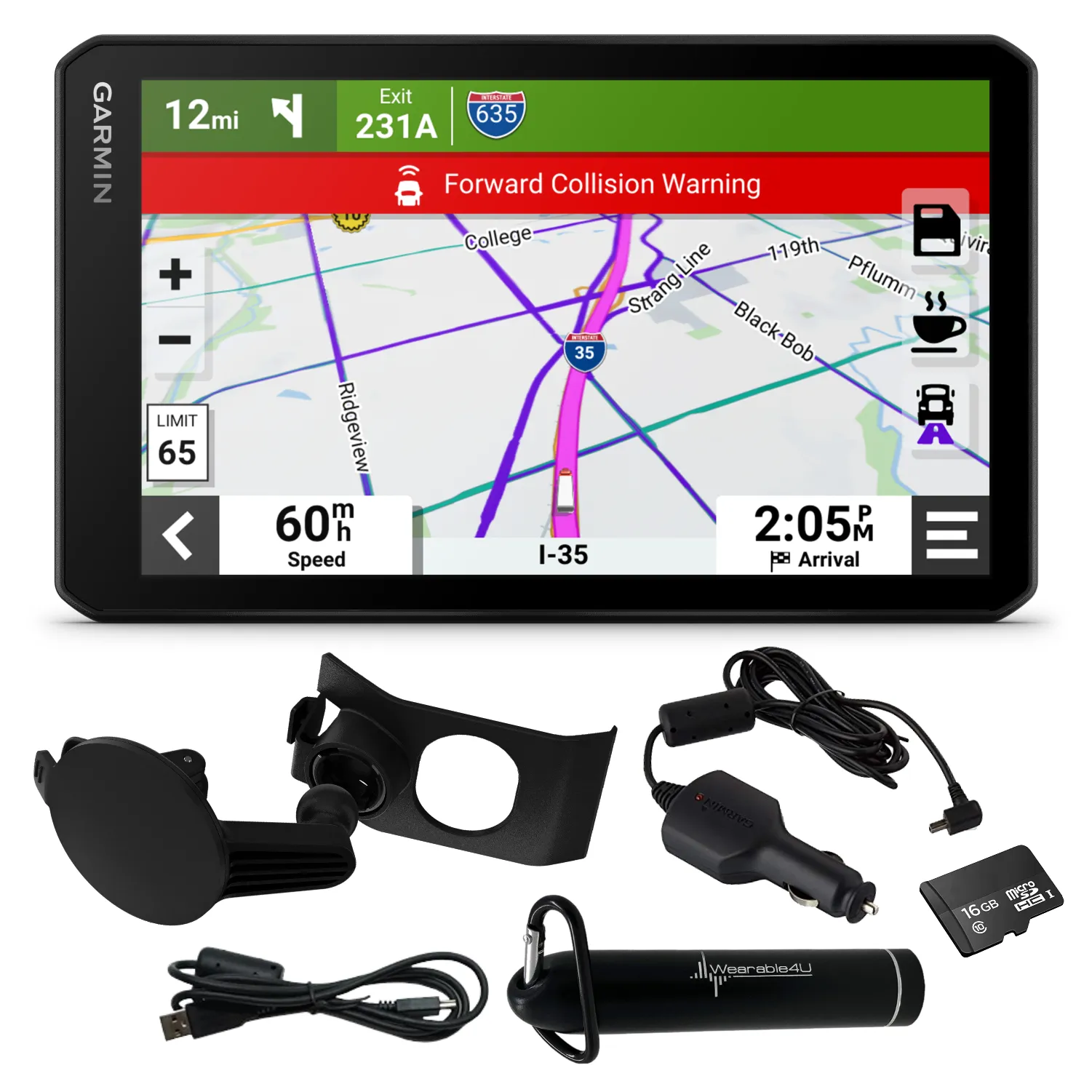 Garmin dezlCam OTR710 Trucking Navigator with Built-in DashCam, Automatic Incident Detection, Custom Truck Routing with Wearable4U Power Bank Bundle