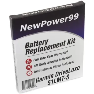 Garmin DriveLuxe 51 LMT-S Battery Replacement Kit with Tools, Video Instructions, Extended Life Battery and Full One Year Warranty