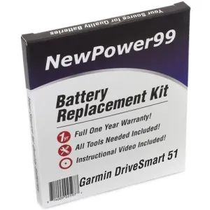 Garmin DriveSmart 51 Battery Replacement Kit with Tools, Video Instructions, Extended Life Battery and Full One Year Warranty