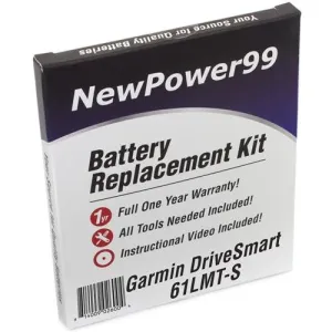 Garmin DriveSmart 61 LMT-S Battery Replacement Kit with Tools, Video Instructions, Extended Life Battery and Full One Year Warranty