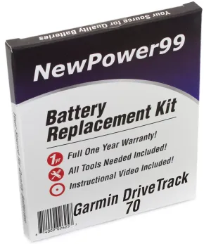 Garmin DriveTrack 70 Battery Replacement Kit with Tools, Video Instructions and Extended Life Battery